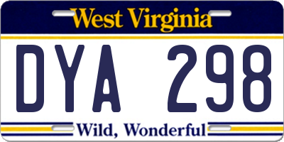 WV license plate DYA298