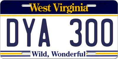 WV license plate DYA300