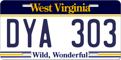 WV license plate DYA303