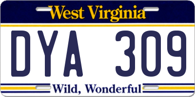 WV license plate DYA309