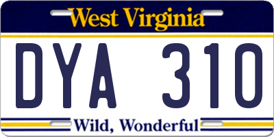 WV license plate DYA310