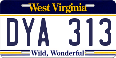 WV license plate DYA313