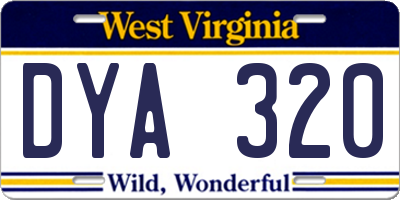 WV license plate DYA320