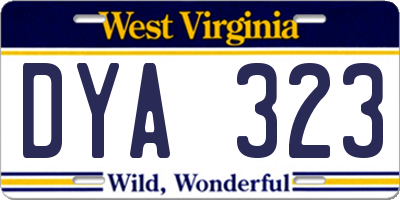 WV license plate DYA323