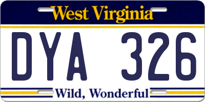 WV license plate DYA326