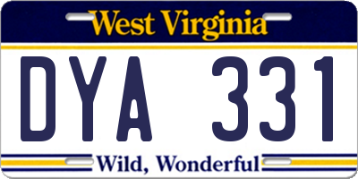 WV license plate DYA331
