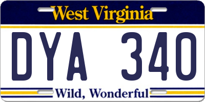WV license plate DYA340