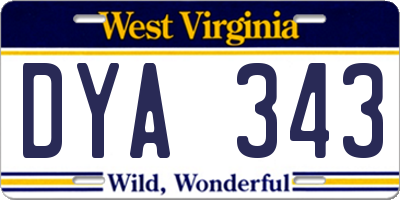 WV license plate DYA343