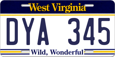 WV license plate DYA345