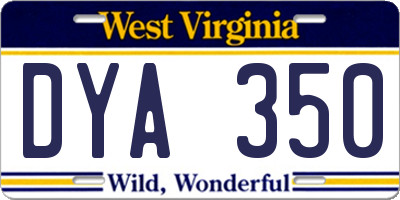 WV license plate DYA350
