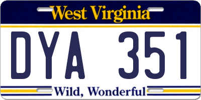 WV license plate DYA351