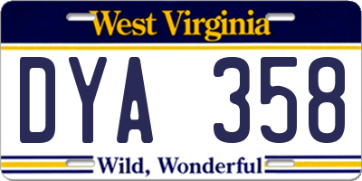 WV license plate DYA358
