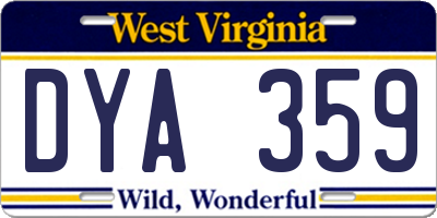 WV license plate DYA359