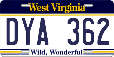WV license plate DYA362