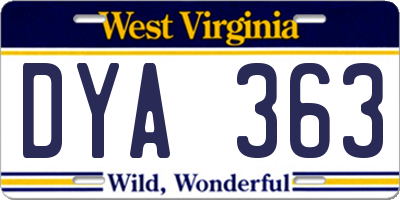 WV license plate DYA363