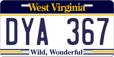WV license plate DYA367