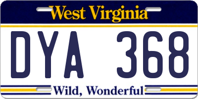 WV license plate DYA368