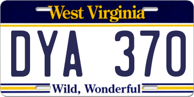 WV license plate DYA370