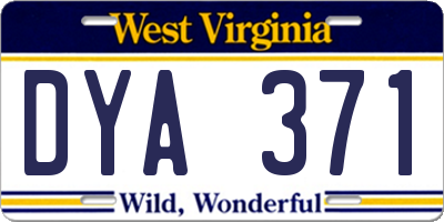 WV license plate DYA371