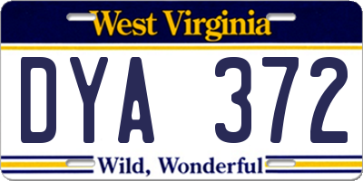 WV license plate DYA372