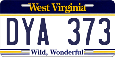 WV license plate DYA373