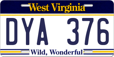 WV license plate DYA376
