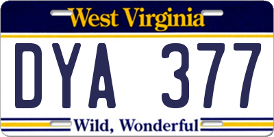 WV license plate DYA377