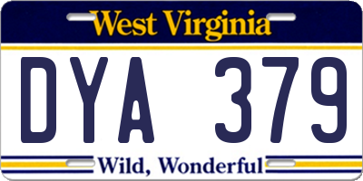 WV license plate DYA379