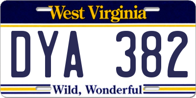 WV license plate DYA382
