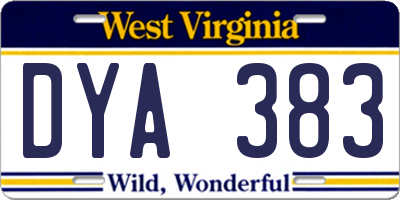 WV license plate DYA383