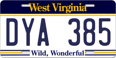 WV license plate DYA385