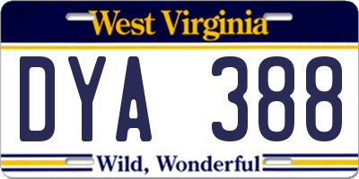 WV license plate DYA388