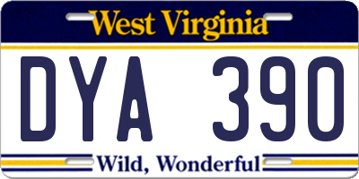 WV license plate DYA390