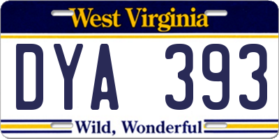 WV license plate DYA393