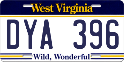 WV license plate DYA396