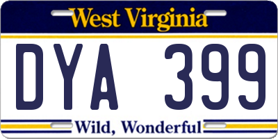 WV license plate DYA399