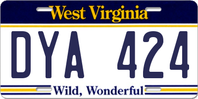 WV license plate DYA424