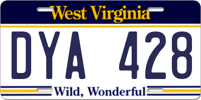 WV license plate DYA428