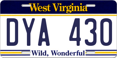 WV license plate DYA430