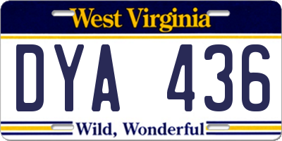 WV license plate DYA436