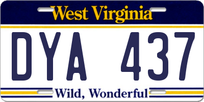 WV license plate DYA437