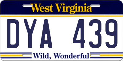 WV license plate DYA439