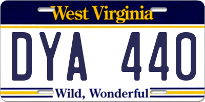 WV license plate DYA440