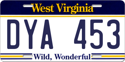 WV license plate DYA453