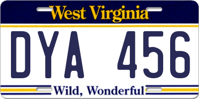 WV license plate DYA456