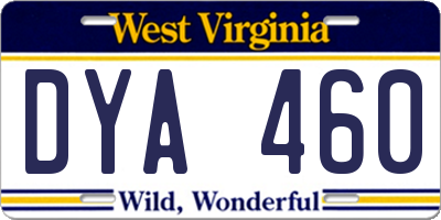 WV license plate DYA460