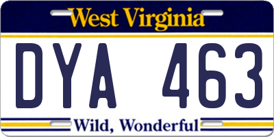 WV license plate DYA463