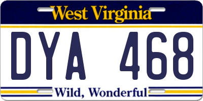 WV license plate DYA468