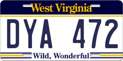 WV license plate DYA472