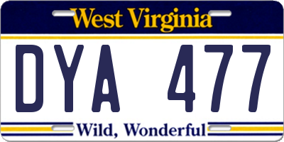 WV license plate DYA477